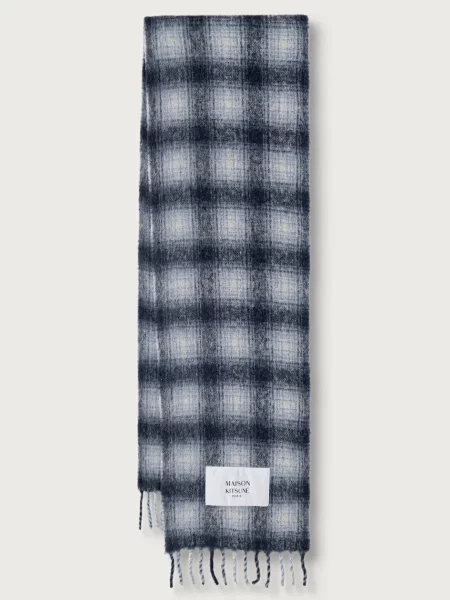 Maison Kitsuné Alpaca szalik z wełny alpaki niebieska