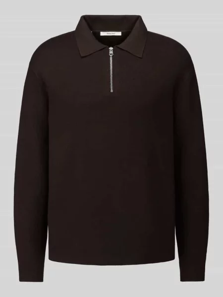 Sweter o kroju relaxed fit z czystej z półdługim zamkiem błyskawicznym Selected