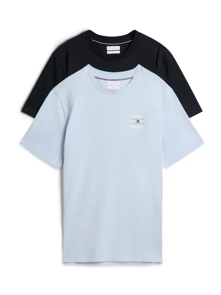 TOMMY HILFIGER Tricou albastru deschis / negru alb