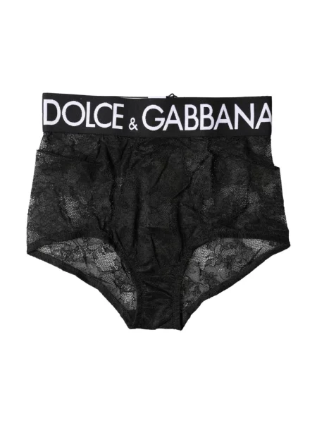Majtki Dolce And Gabbana z wysoką talią z logo czarne