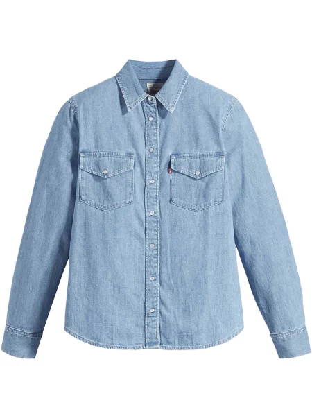 Gulerat cămașă de blugi Levi's® clasică albastru