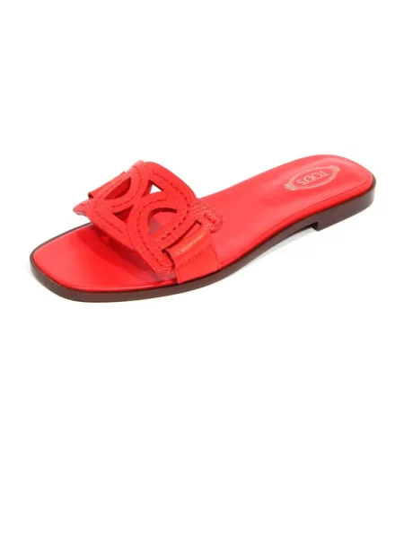 Klapki Tod's skórzane czerwone