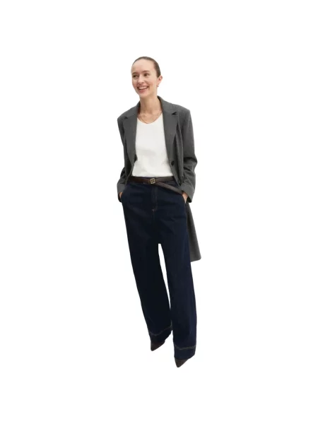 Marella Jeansy Emme by Marella Struzzo Granatowy Wide Leg niebieskie