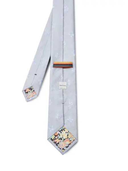 Cravată Paul Smith de mătase cu model floral albastru