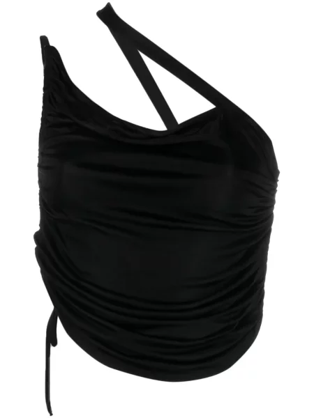Top Andreadamo drapowany na jednym ramieniu czarny