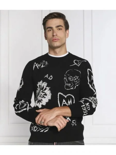Alexander McQueen de lână pulover negru