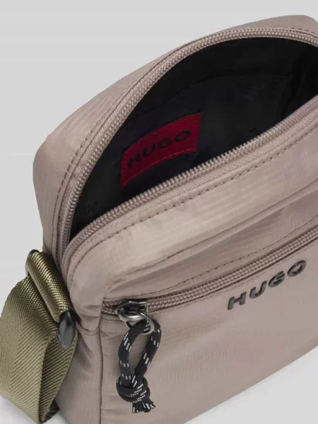 Torba na ramię z detal z logo Hugo brązowa
