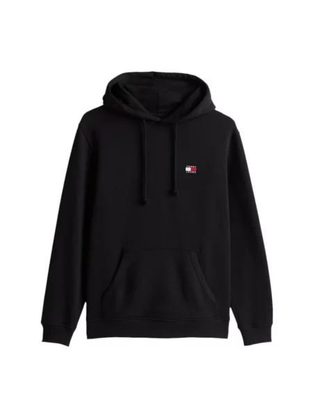 Tommy Jeans bluza z kapturem gładka czarny