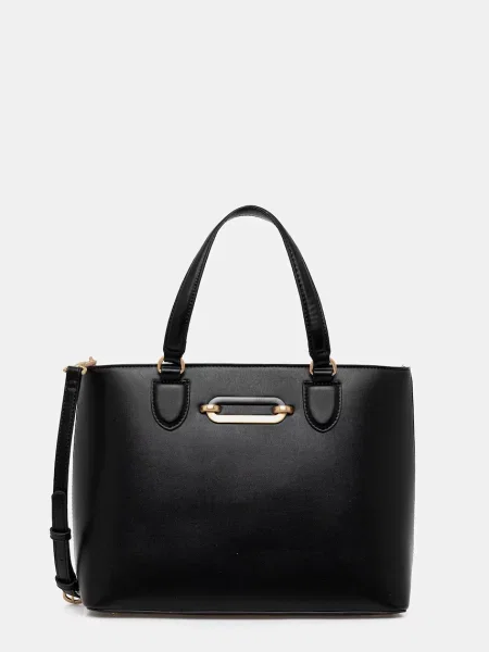 Lniana torebka Valentino Bags czarna