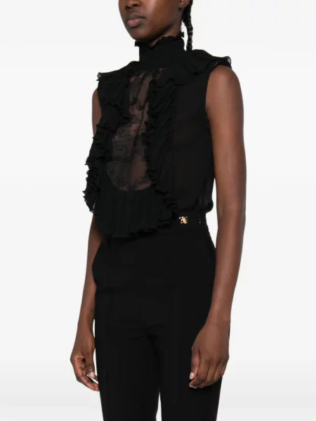 Top Elisabetta Franchi din dantelă negru