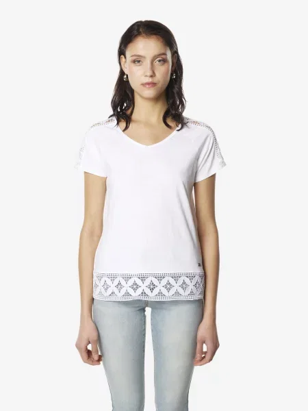 KOROSHI Tricou amestacat alb