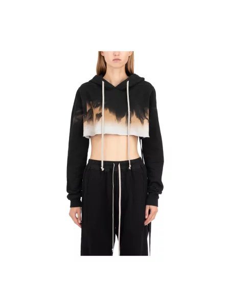 Bluza z kapturem Rick Owens o krotszym kroju czarna