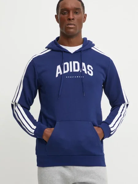 Pulover adidas Collegiate mornarsko s kapuco modra