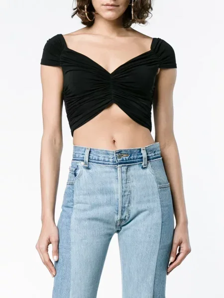Ošišano top Off-white s volanima bijela