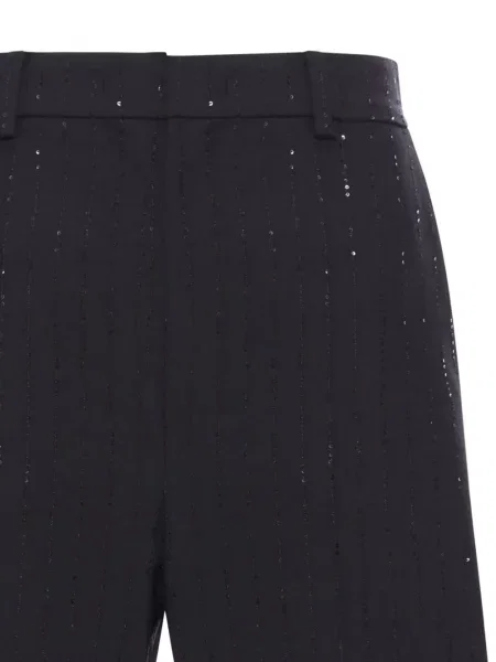 Pantaloni scurți Max Mara de lână de cristal negru