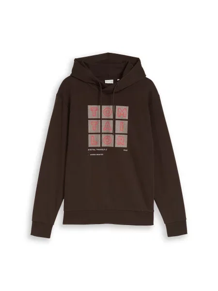 TOM TAILOR Sweater majica bež / čokolada / koraljna bijela