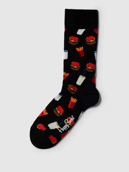 Skarpetki Happy Socks Hamburger w kolorze czarnym czerwonym ciemnoniebieskim czarne