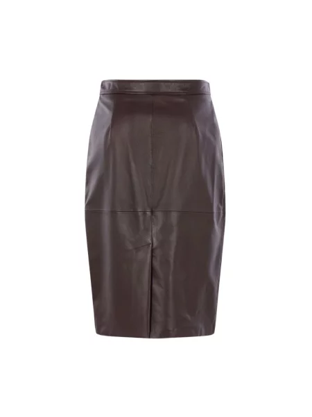 Spódnica skórzana Max Mara Studio brązowa