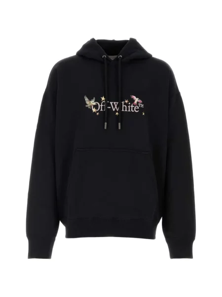 Hanorac cu glugă Off-white cu imagine alb