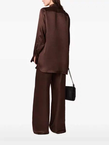 Pantaloni Stella Mccartney de mătase maro