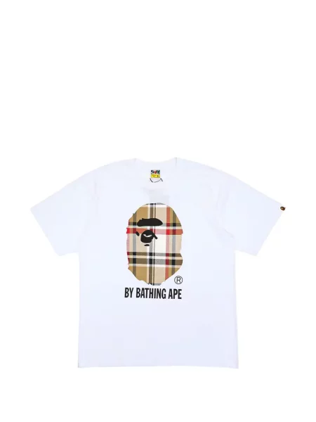 Tricou A Bathing Ape® în carouri cu imagine alb