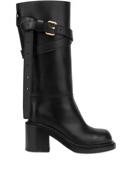 Botine Moschino din piele biker negru