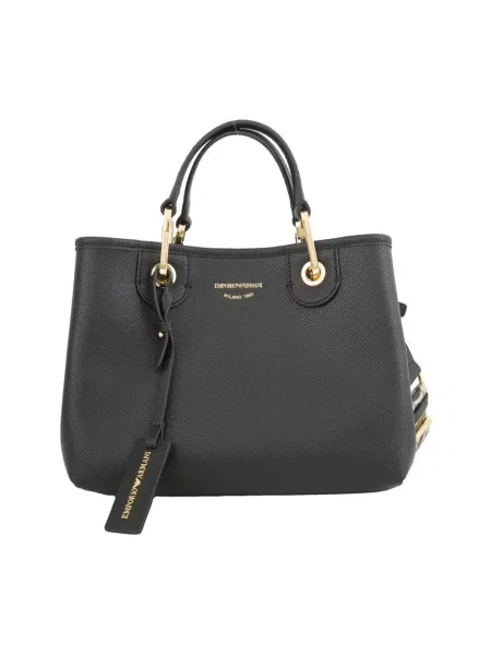 Torebka Emporio Armani z magnetycznym zapięciem skórzana czarna