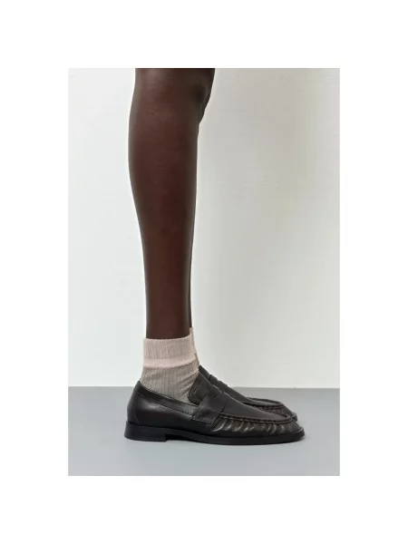 Loafersy Miista skórzane brązowe