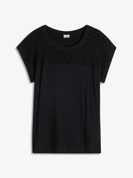 T-shirt z miękkiej mieszanki czarna