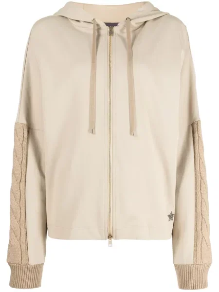 Dzianinowa bluza z kapturem Lorena Antoniazzi brązowa