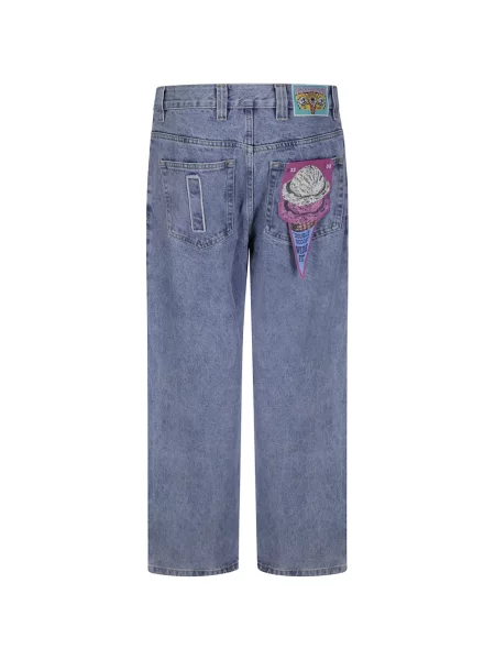 Blugi Icecream cu broderie alergare albastru