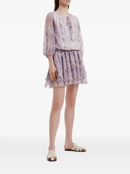Rochie mini B+ab cu model floral cu imagine violet