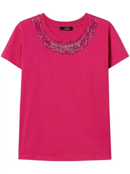 Tricou Twinset cu franjuri roz