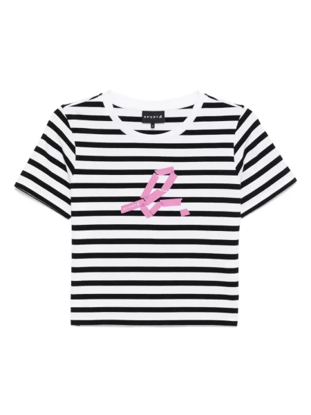 Koszulka Sport B. By Agnès B. w paski o krotszym kroju biała