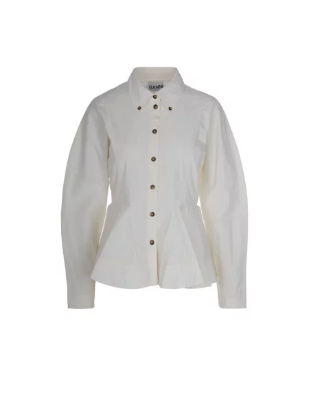 Koszula Ganni z baskinką biała