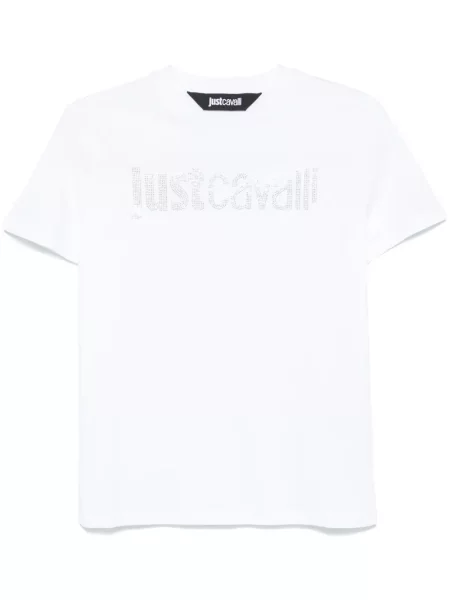Tricou Just Cavalli de cristal alb