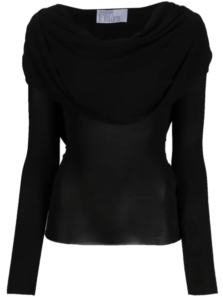 Lung tricou Giuseppe Di Morabito drapate negru