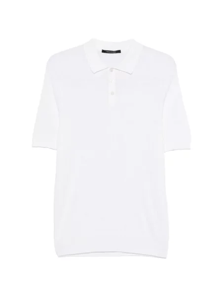 Tricou polo Tagliatore cu nervuri alb