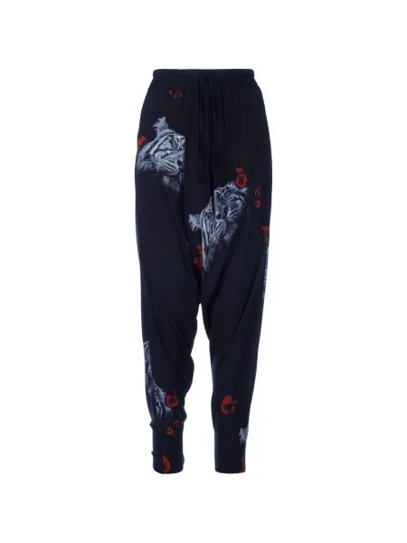Pantaloni Tessitura cu imagine cu dungi de tigru conici albastru