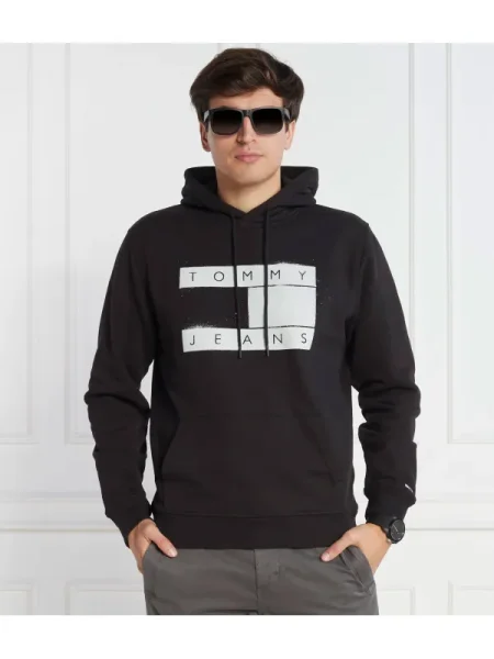 Tommy Jeans Hanorac FLAG SPRAY negru