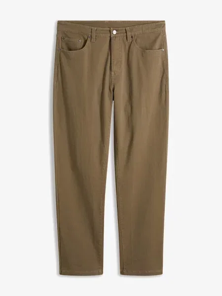 Spodnie ze stretchem classic fit prosta nogawka brązowe