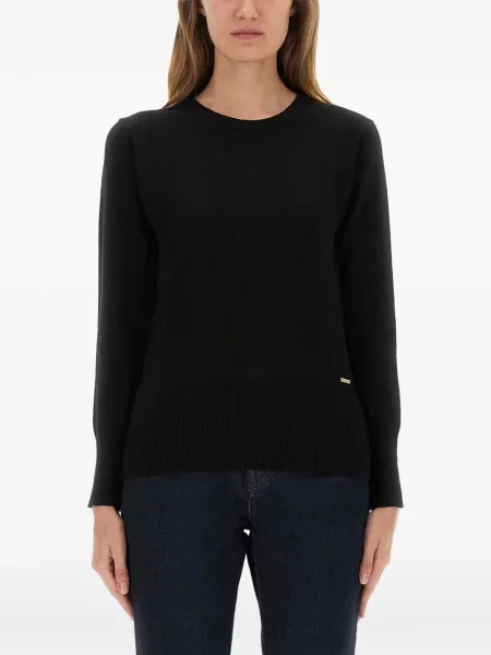 Pulover Woolrich cu decolteu rotund negru