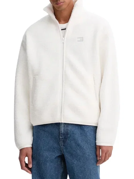 Jopa iz flisa Tommy Hilfiger Jeans iz flisa bela