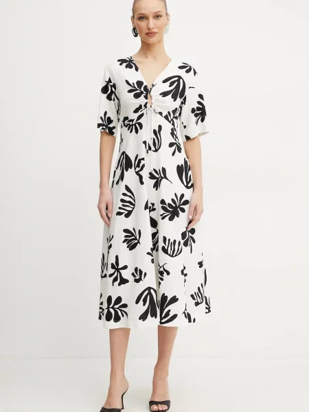 Marella sukienka MOLISE midi rozkloszowana biały