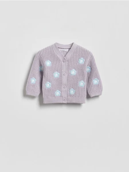 Reserved кардиган з вишивкою лавандовий 