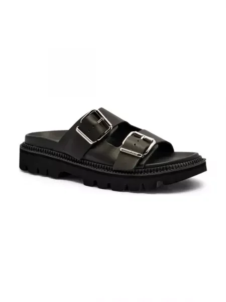 Tommy Jeans De piele șlapi negru