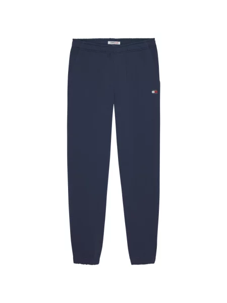 Lniane spodnie Tommy Jeans casual niebieskie