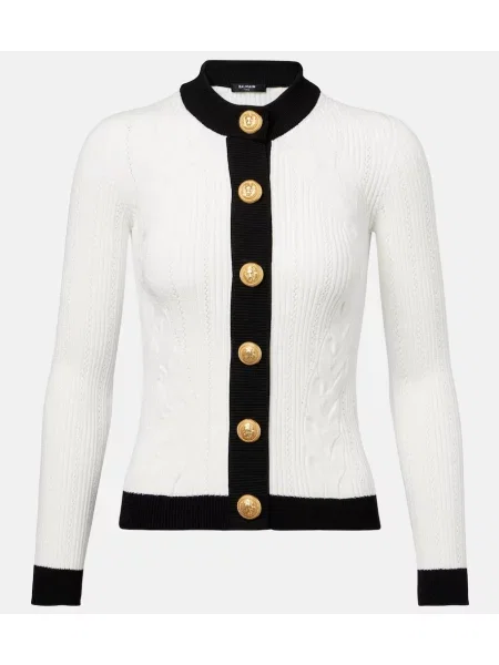 Cardigan Balmain tricotate alb