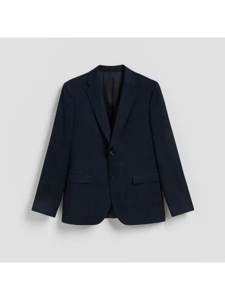 Reserved Kostkovaný blejzr slim fit tmavomodrá
