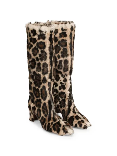 Botine Dolce & Gabbana cu imagine cu model leopard maro